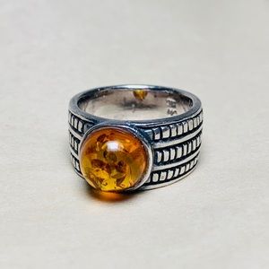 Sterling Silver and Amber Ring